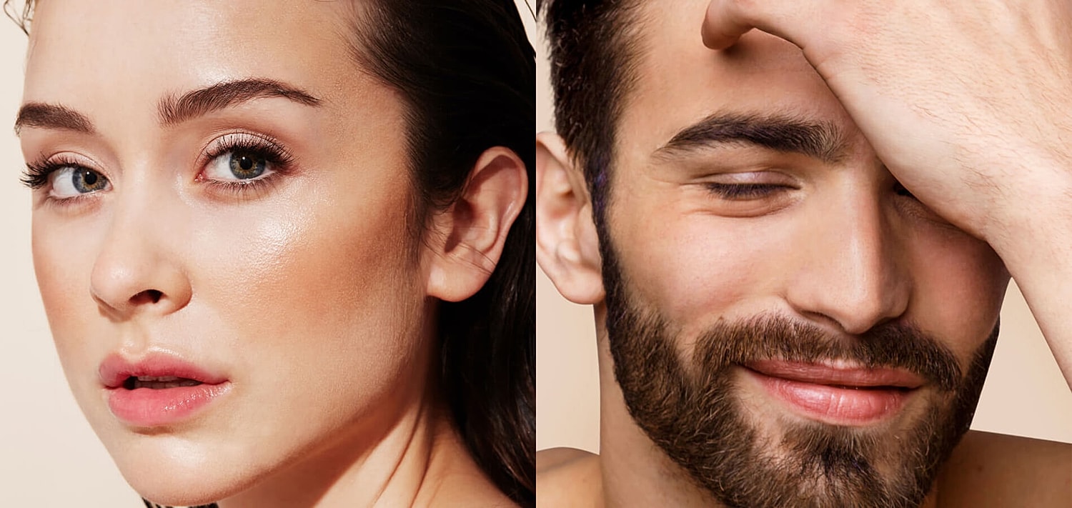 Two people with diverse facial expressions.