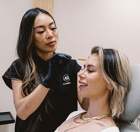 Beauty treatment in a professional setting.